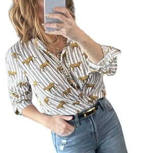 Leopard Print Striped Shirt